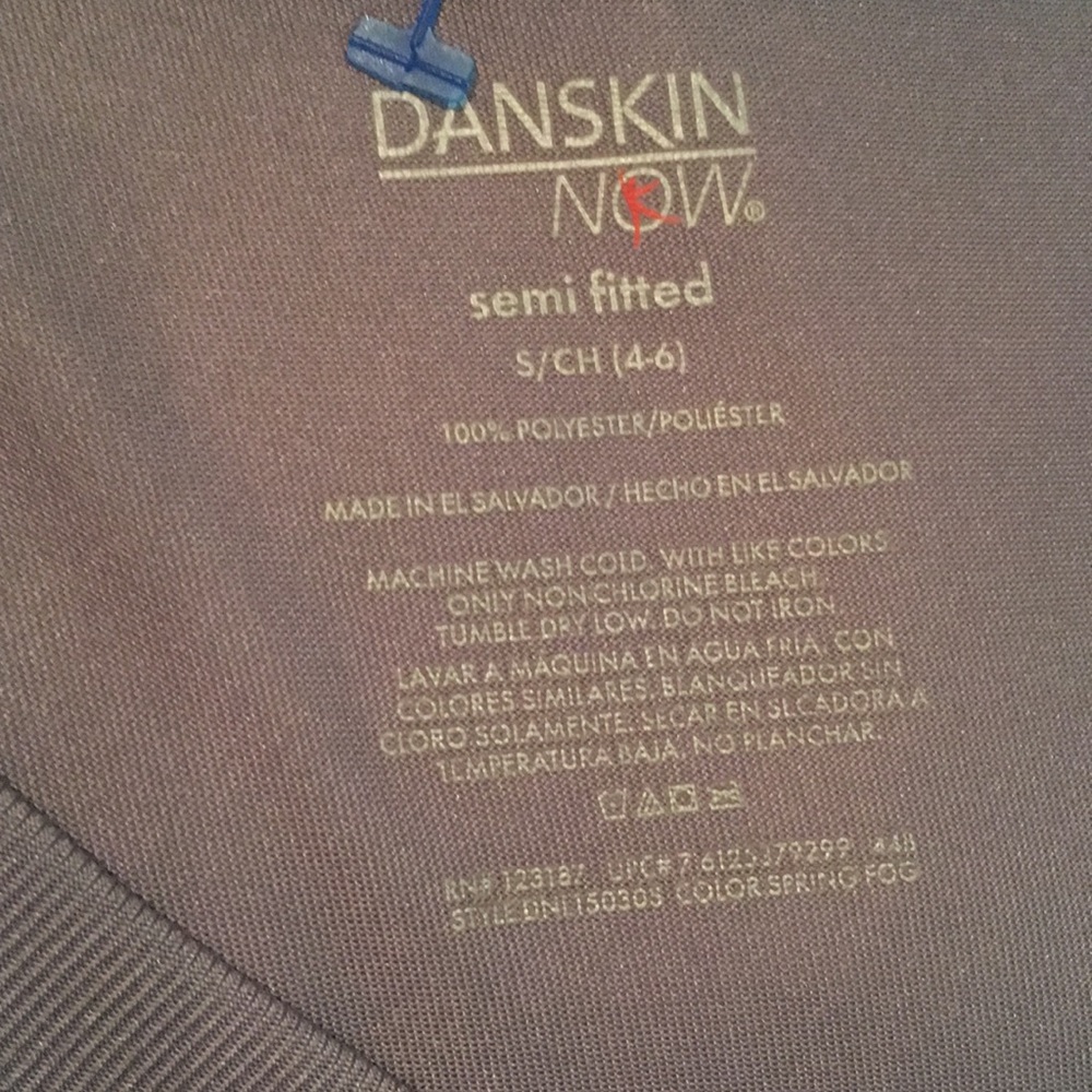 Danskin gray athletic “fear less” graphic sexy yoga gym athletic top S 4-6 NEW - Picture 10 of 16